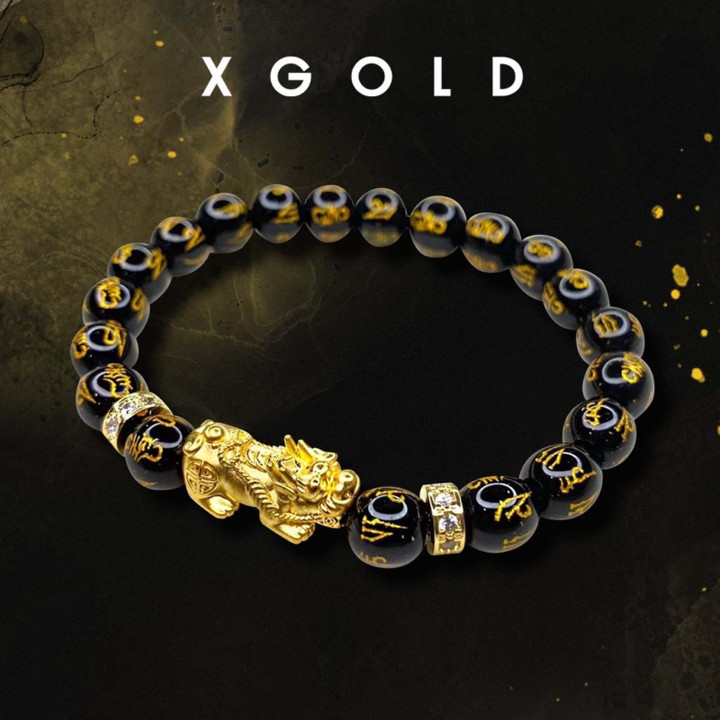 真金貔貅水下宝石吊坠一对