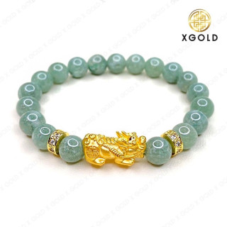 纯金貔貅（神话生物），重0.7-1克，饰有一对水下宝石吊坠。