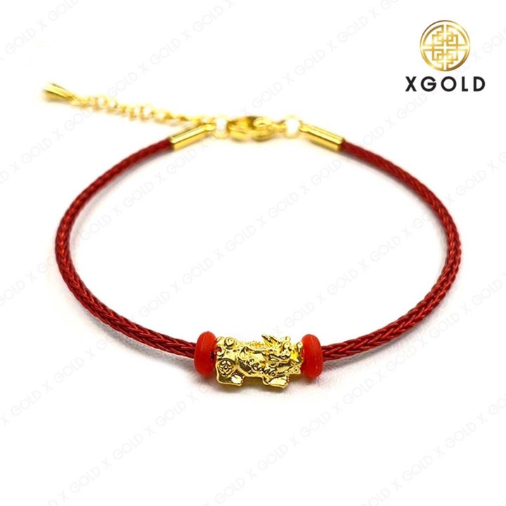 99.99%纯金貔貅（一种被认为能招财的神话生物），配有金属丝。