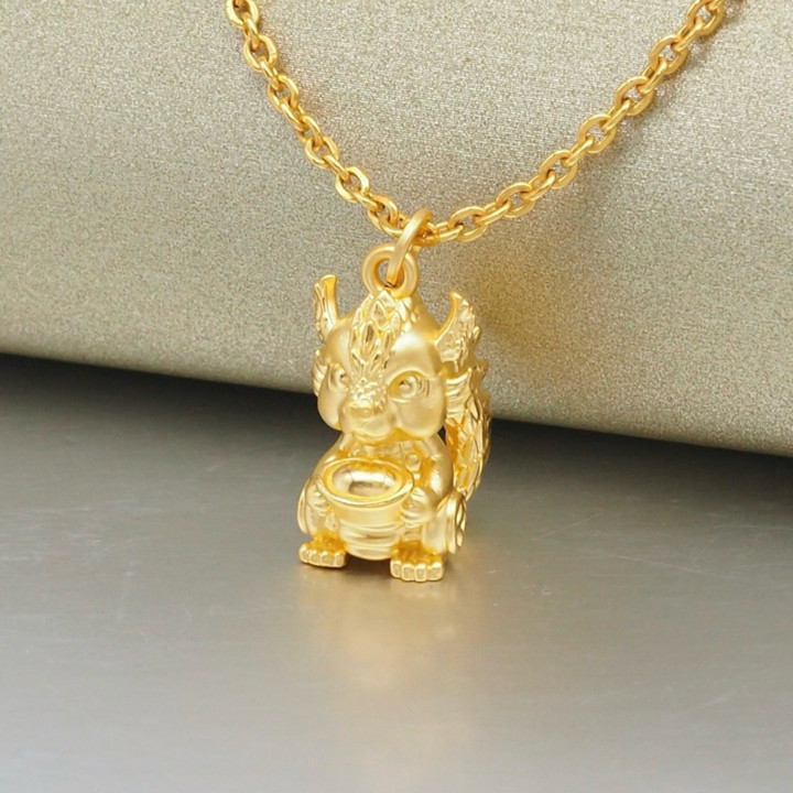 Precious Baby Dragon 99.9% Gold Pendant - Anya Jewelry