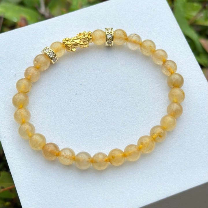 真金首饰：貔貅配金红石石英和缅甸玉