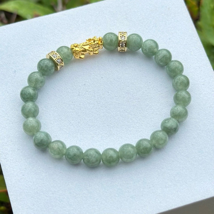 真金首饰：貔貅配金红石石英和缅甸玉