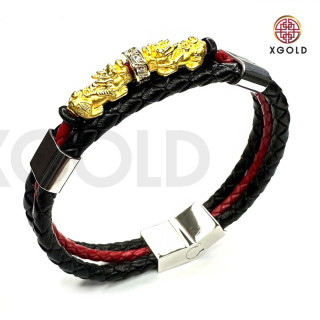 一对真金貔貅（神话生物）手持皮饰 - 限量版