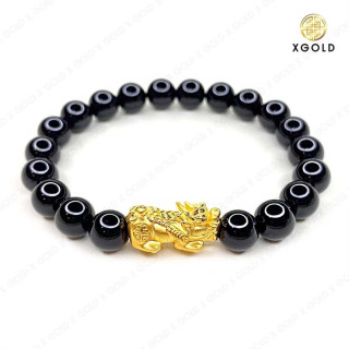 真金貔貅 x 黑玛瑙石