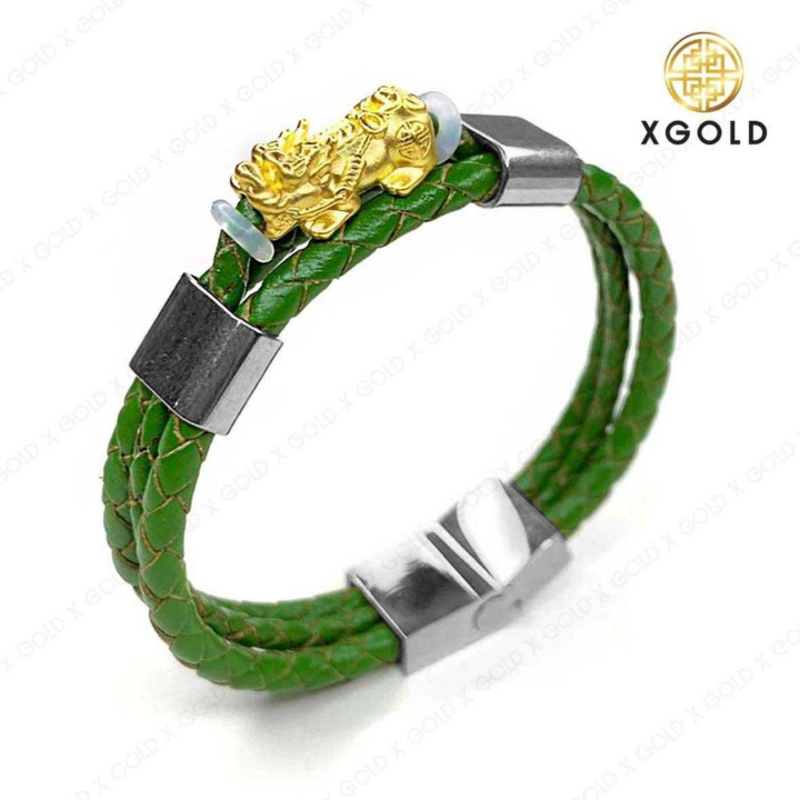 真金貔貅吊坠，配皮绳 - 限量版