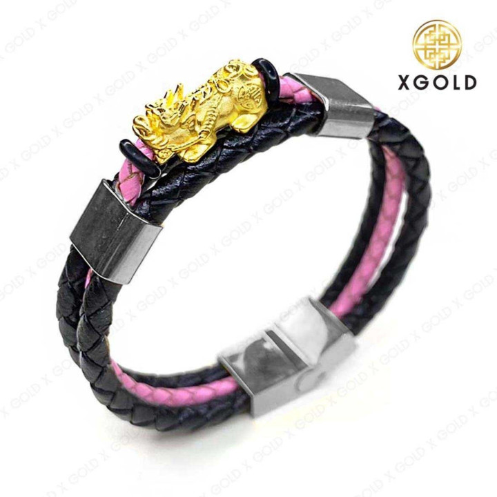 真金貔貅吊坠，配皮绳 - 限量版