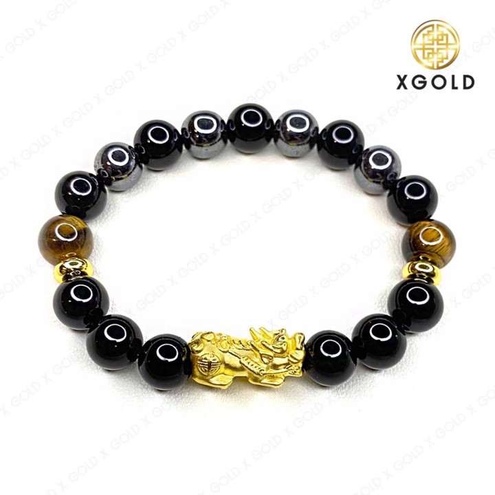 真金貔貅+吊坠和3颗吉祥石