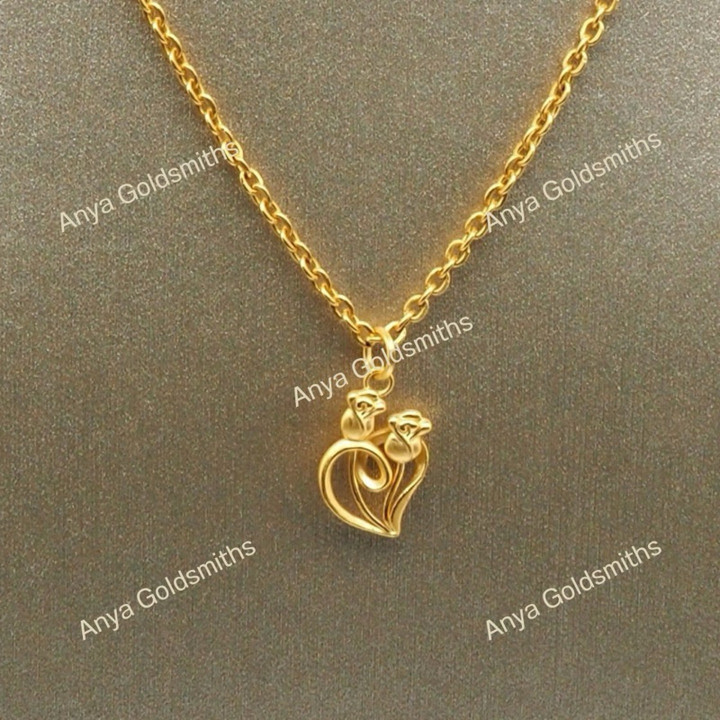 Pure Gold Anya Double Rose Heart Pendant