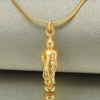 纯金立佛安雅吊坠
