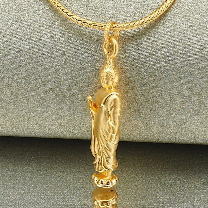纯金立佛安雅吊坠