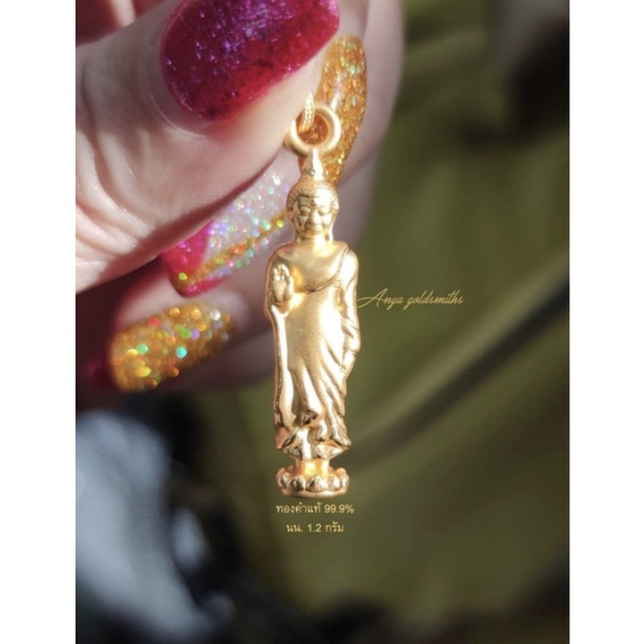 纯金立佛安雅吊坠