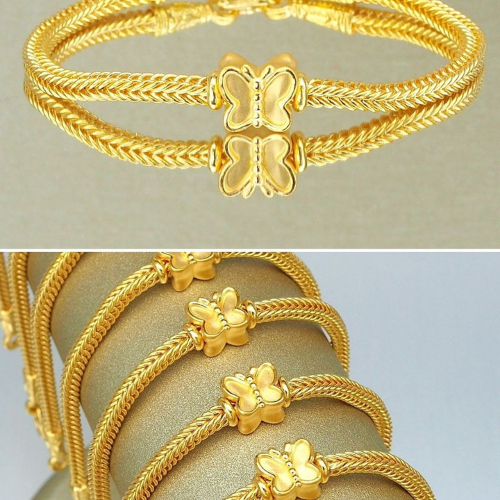 Luxury Gold Bracelet - Benz Link Design & Charms