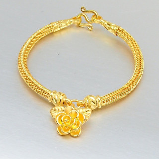 Luxury Gold Benz Chain Bracelet | 96.5% Pure & 2-Salung Pendant