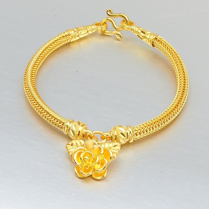 Luxury Gold Benz Chain Bracelet | 96.5% Pure & 2-Salung Pendant