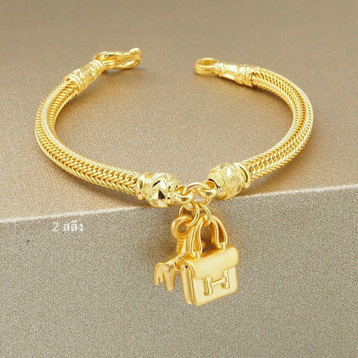 Luxury Gold Benz Chain Bracelet | 96.5% Pure & 2-Salung Pendant