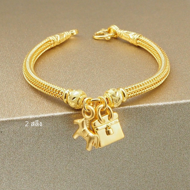 Luxury Gold Benz Chain Bracelet | 96.5% Pure & 2-Salung Pendant