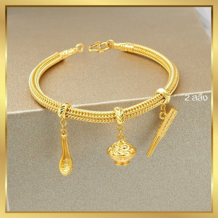 Luxury Gold Benz Chain Bracelet | 96.5% Pure & 2-Salung Pendant