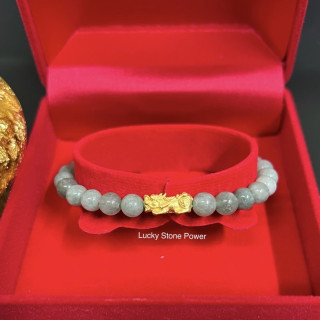 Pure Gold Pixiu & Jade Bracelet | Luck & Prosperity Charm