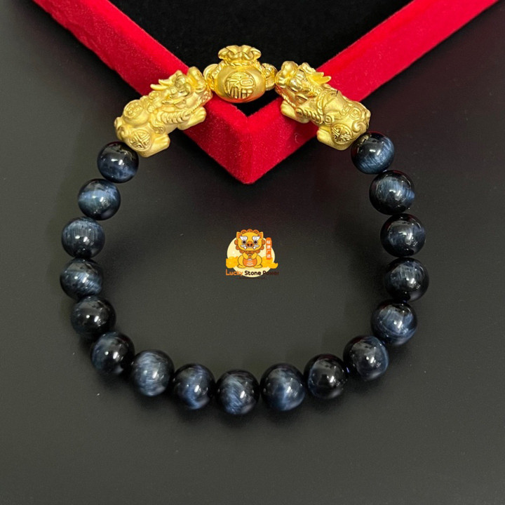 Pixiu Bracelet Set | Auspicious Stone & Gold Accents
