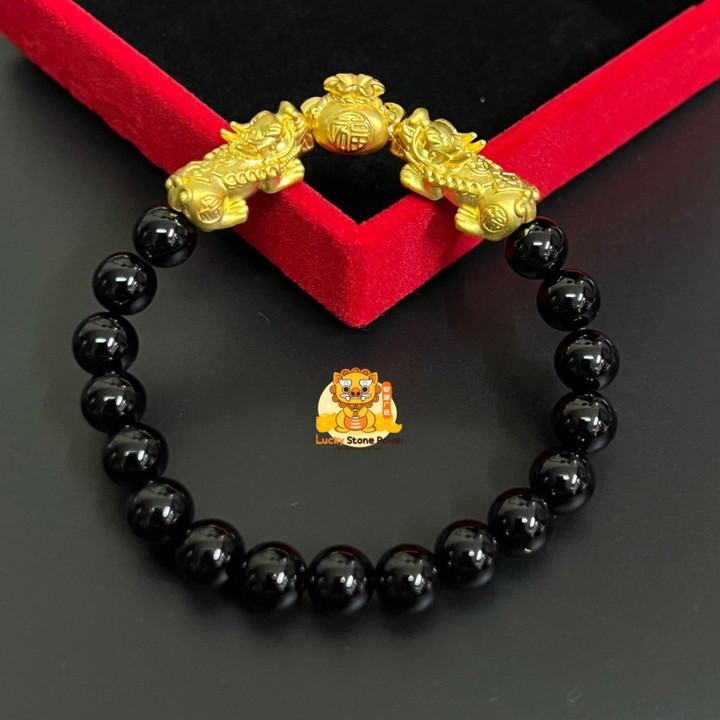 Pixiu Bracelet Set | Auspicious Stone & Gold Accents