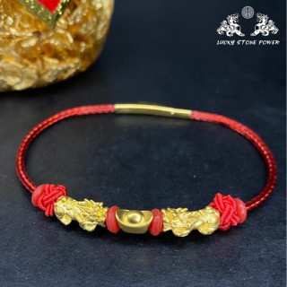 Pixiu Bracelets & Gold Ingot: Luck & Prosperity Charm Set