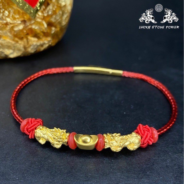 Pixiu Bracelets & Gold Ingot: Luck & Prosperity Charm Set