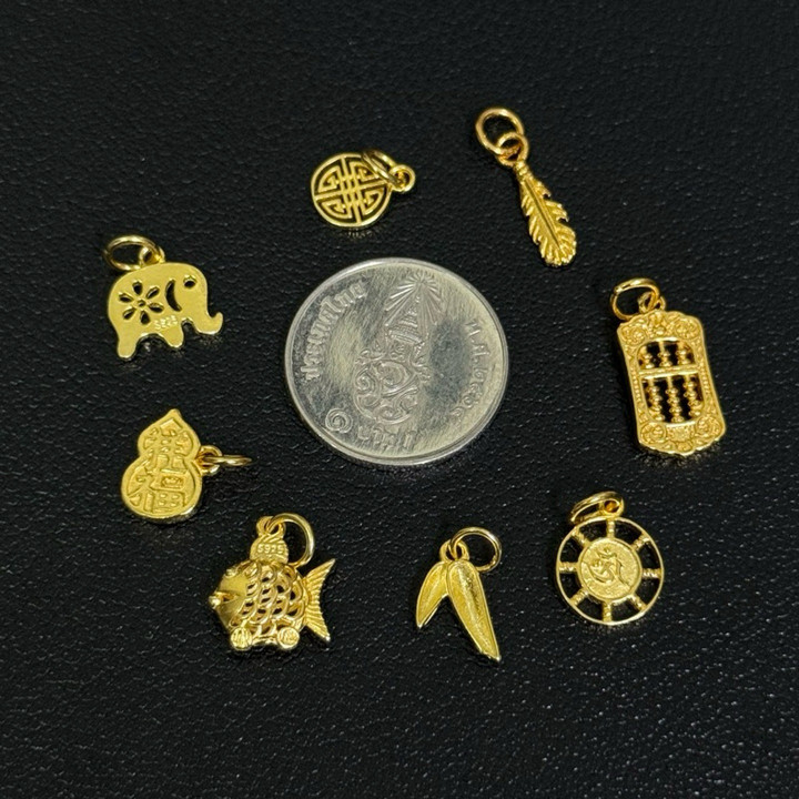 镀金纯银吊坠 - 吉祥设计