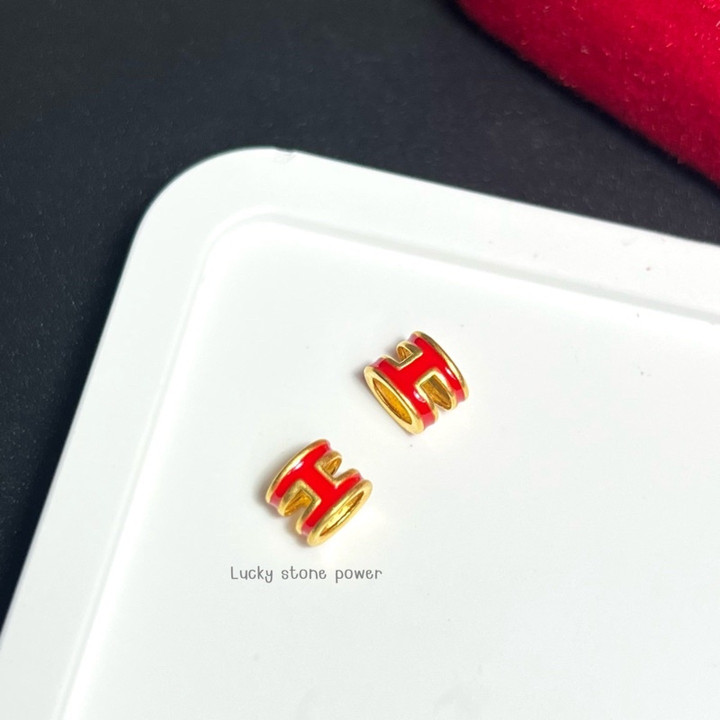 纯金H形吊坠 | 99.9%纯金，保证正品