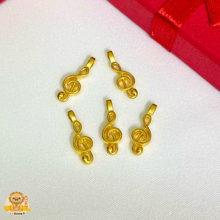 纯金音符吊坠 | 高音谱号项链，附带证书