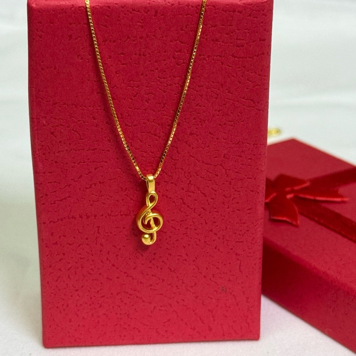 纯金音符吊坠 | 高音谱号项链，附带证书