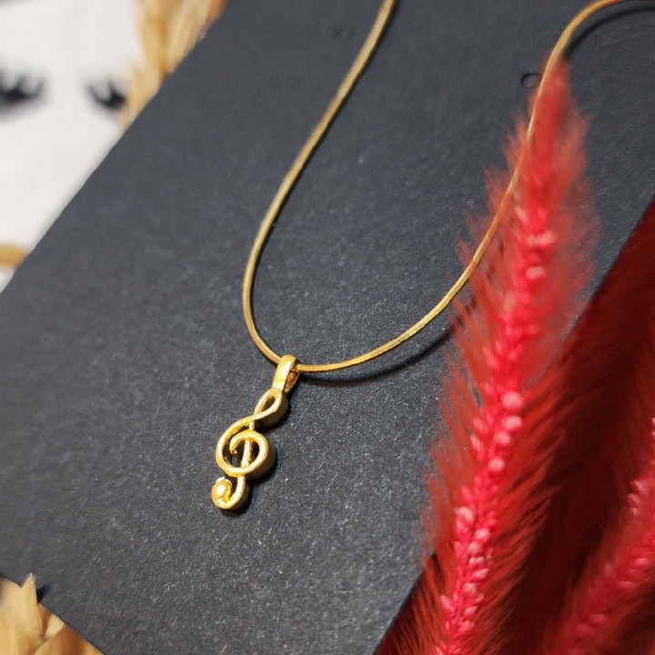 纯金音符吊坠 | 高音谱号项链，附带证书