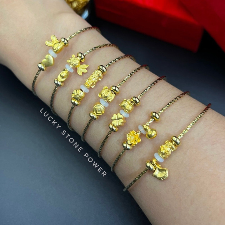 Lucky Gold Charm Bracelet | Tiny Pure Gold
