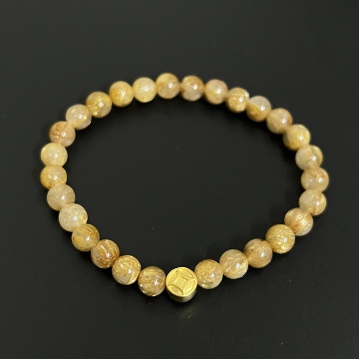 奢华金丝手链，配以正宗貔貅和纯金吊坠