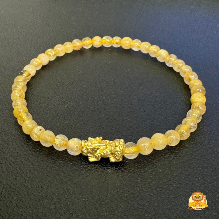 奢华金丝手链，配以正宗貔貅和纯金吊坠