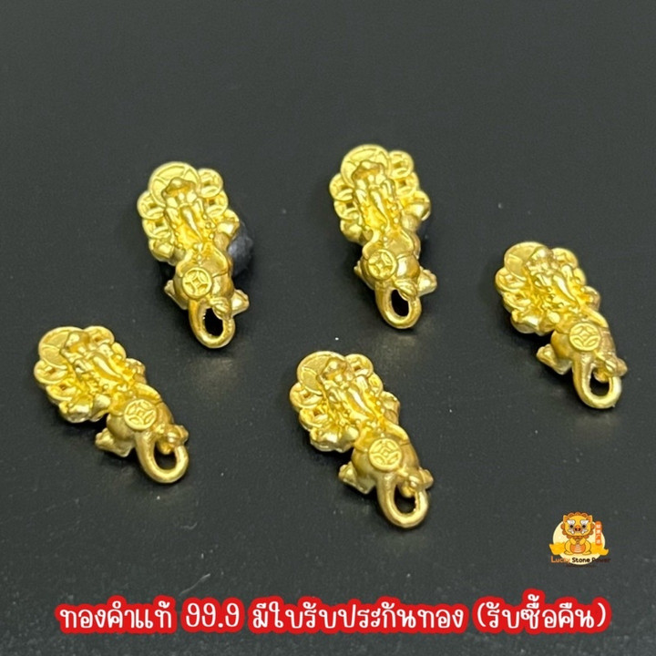 纯金貔貅吊坠，镶嵌7枚铜钱 - 招财纳福护身符