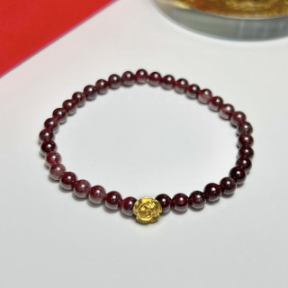 Genuine Garnet Bracelet | Gold Charm & Authenticity Certificate