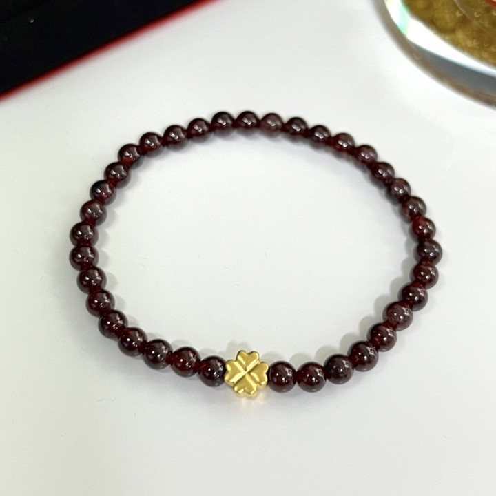 天然石榴石手链 | 金质吊坠及真品证书