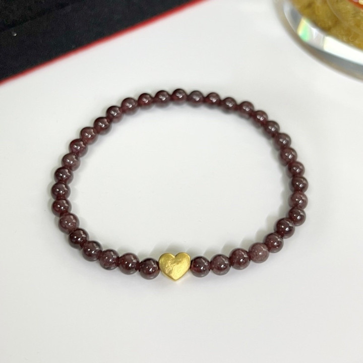 天然石榴石手链 | 金质吊坠及真品证书