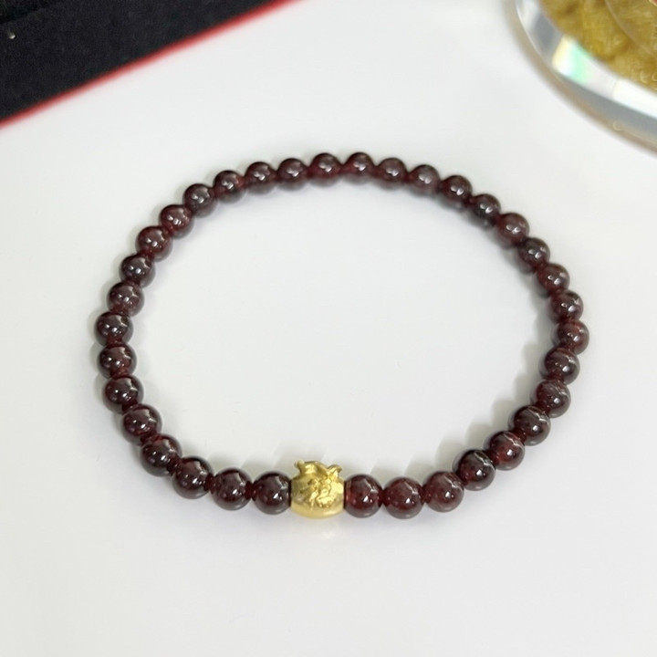 天然石榴石手链 | 金质吊坠及真品证书