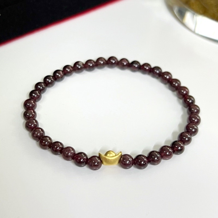 天然石榴石手链 | 金质吊坠及真品证书