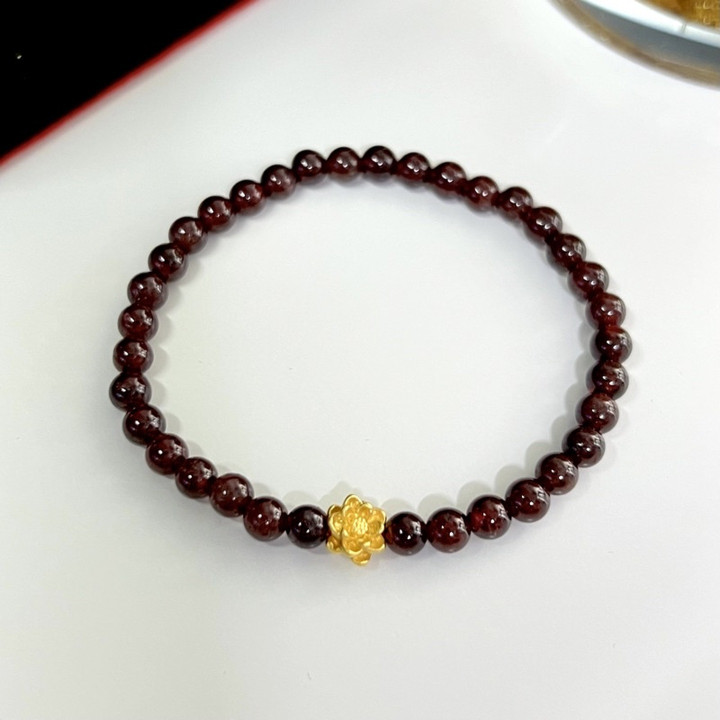 天然石榴石手链 | 金质吊坠及真品证书