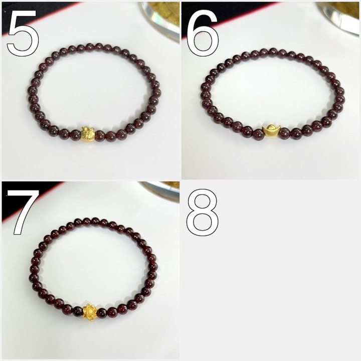 天然石榴石手链 | 金质吊坠及真品证书