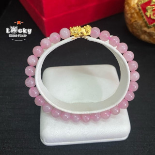 Pure Gold Pi Xiu & Rose Quartz Bracelet | Authentic Gemstone Jewelry