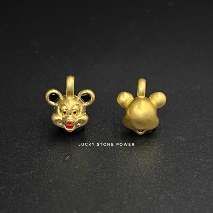 纯金米奇老鼠吊坠 - 正品收藏品