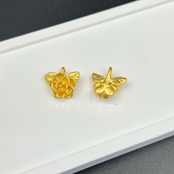纯金茉莉花吊坠 | 99.9% 真品保证