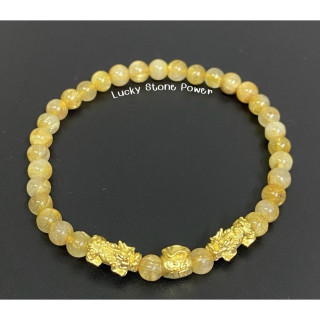 Pure Gold Pixiu Bracelet with Bag Charms - .3-.35 Gram