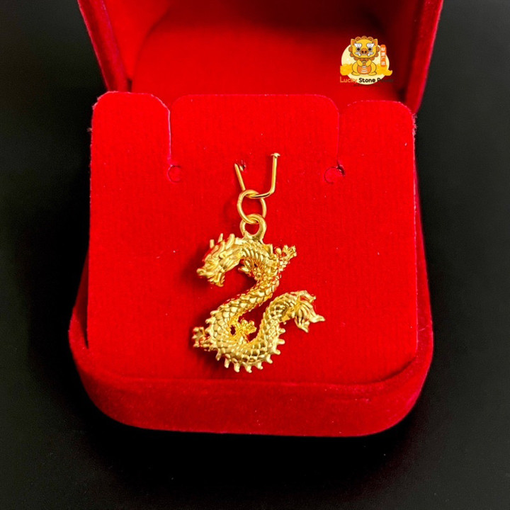 纯金龙形吊坠 | 真品证书