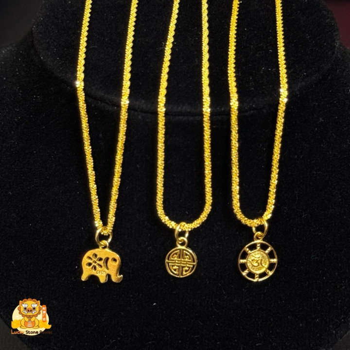 纯银镀金吉祥项链吊坠