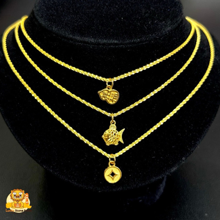 纯银镀金吉祥项链吊坠