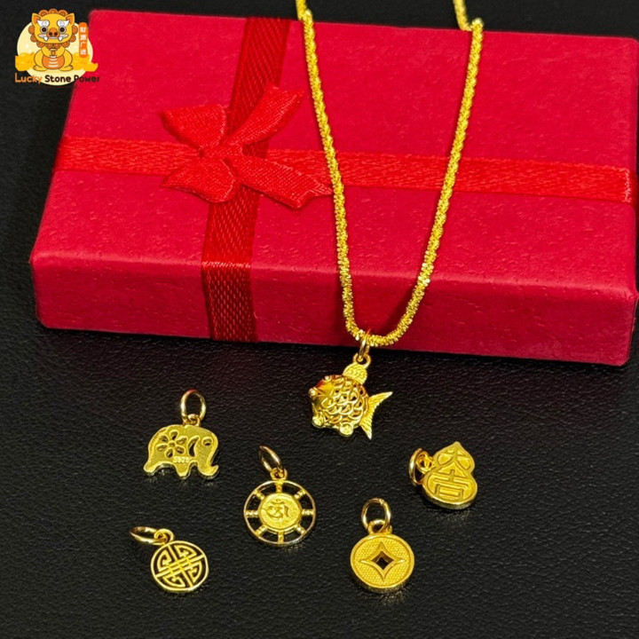 纯银镀金吉祥项链吊坠